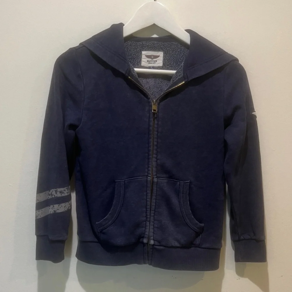 BUTTER Super Soft Blue Zip Up Hoodie Size Small (7-8)